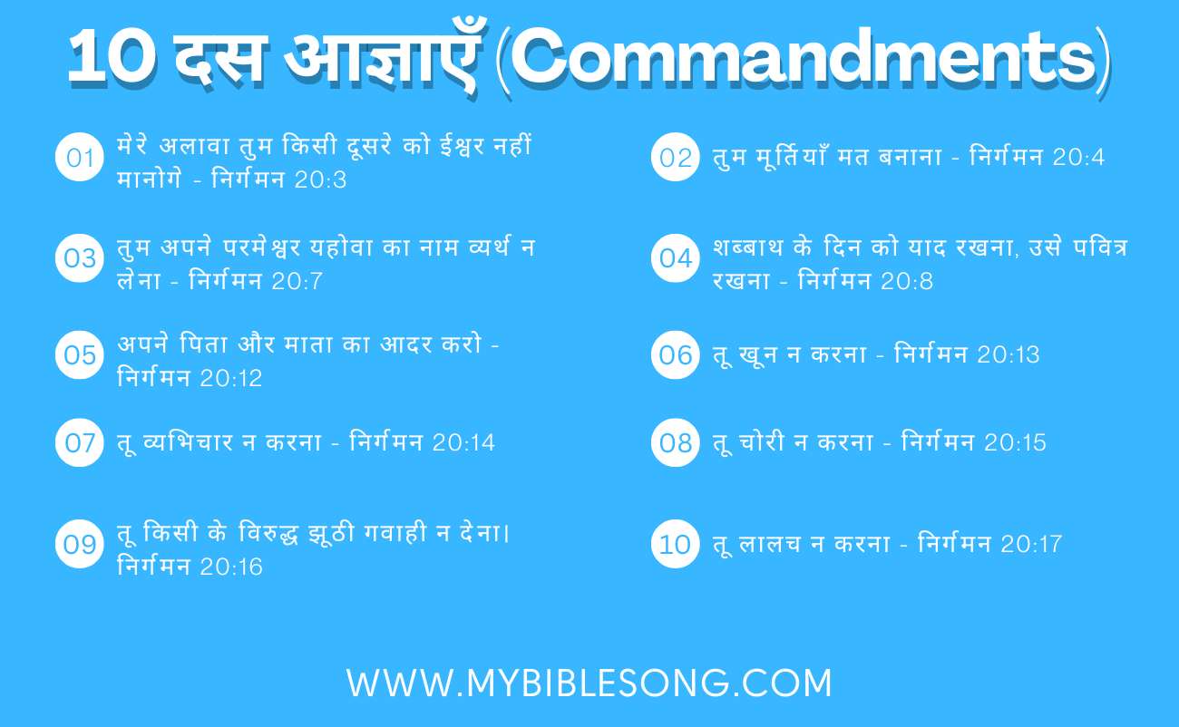 The 10 Commandments 10 agnaye in Hindi With Bible Verses