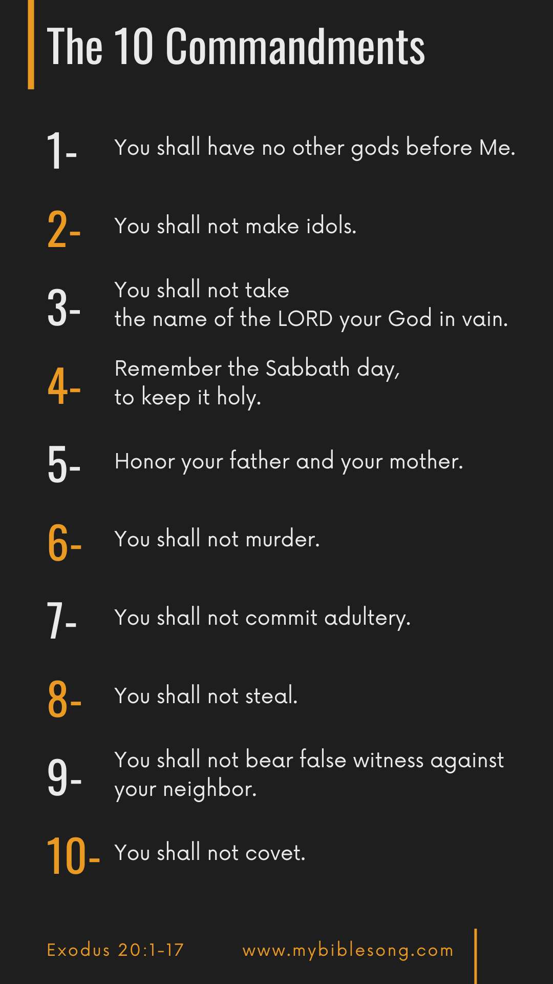 The 10 Commandments in English for mobile