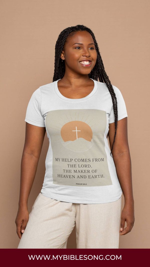 Psalm 121:2 My help comes from the Lord brown Tshirt White