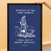 Philippians 4:4 Rejoice in the Lord always blue Wallpaper Frame design