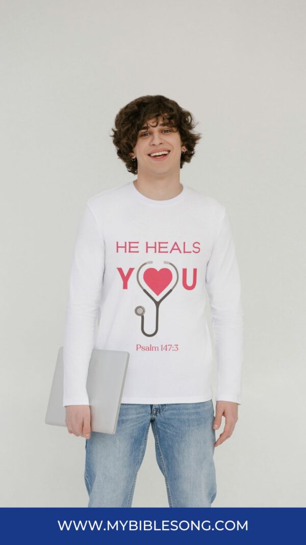 Psalm 147:3 He heals the brokenhearted and binds up their wounds Tshirt design